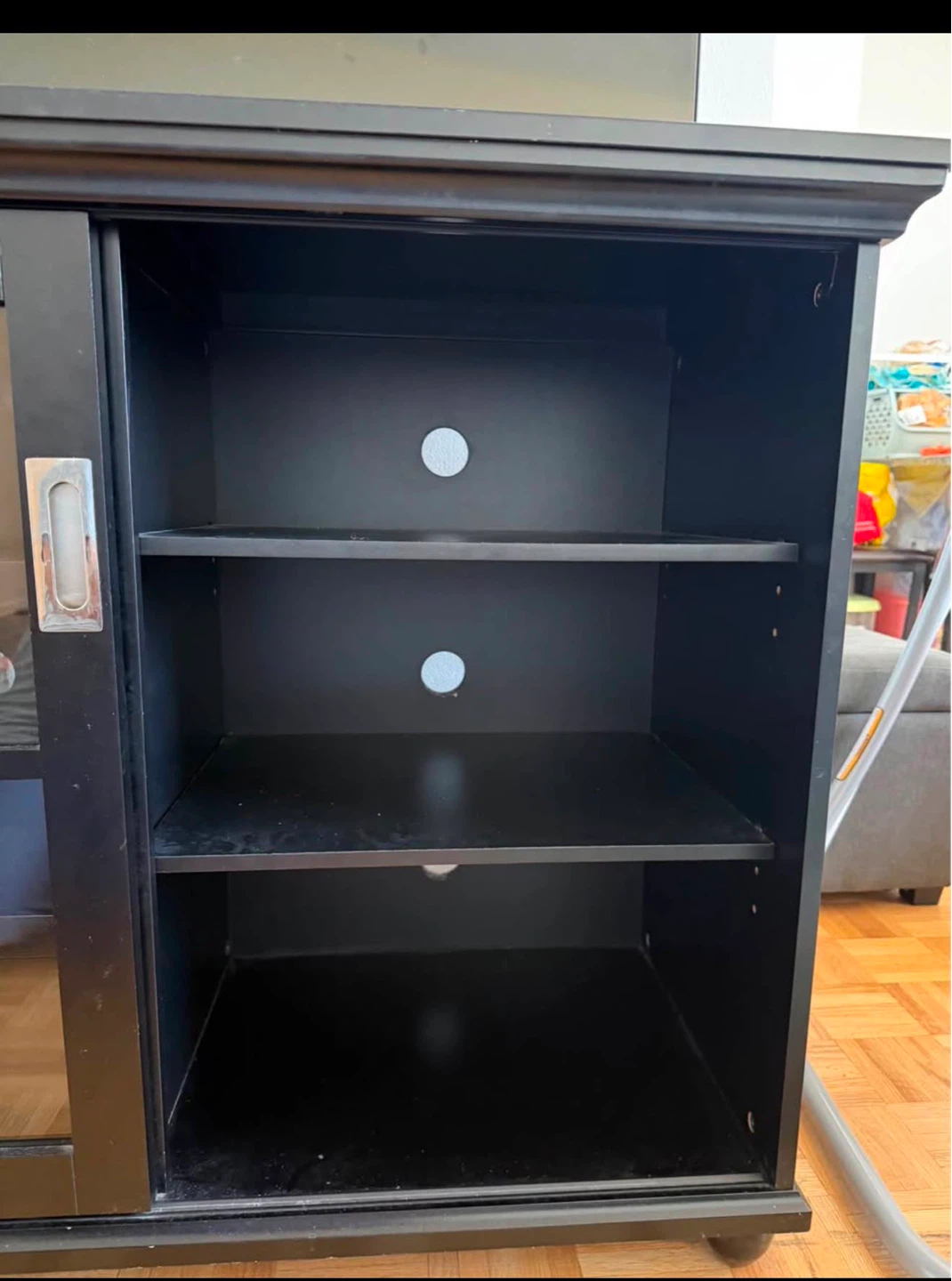 Black TV Stand with Sliding Glass Doors - photo 5
