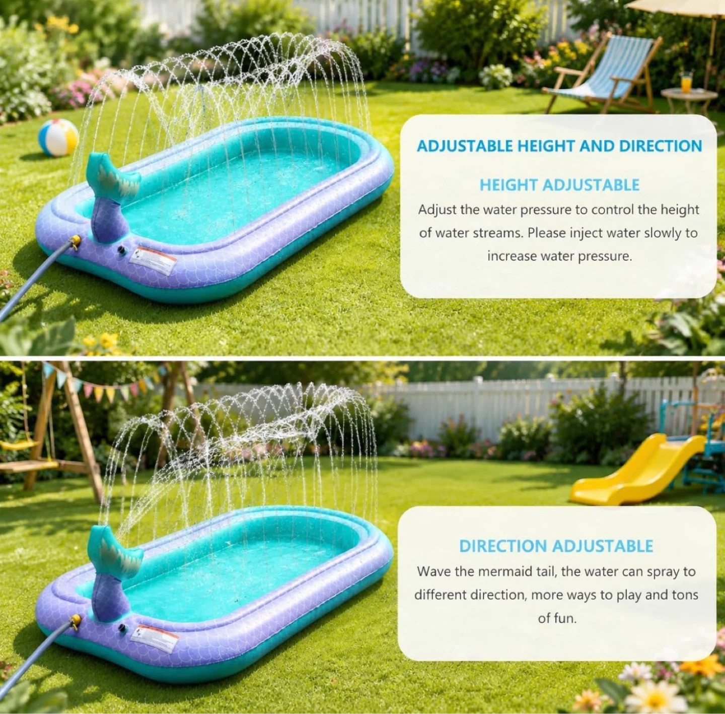 Inflatable Sprinkler Splash Pad Pool - Mermaid Tail Design - photo 4