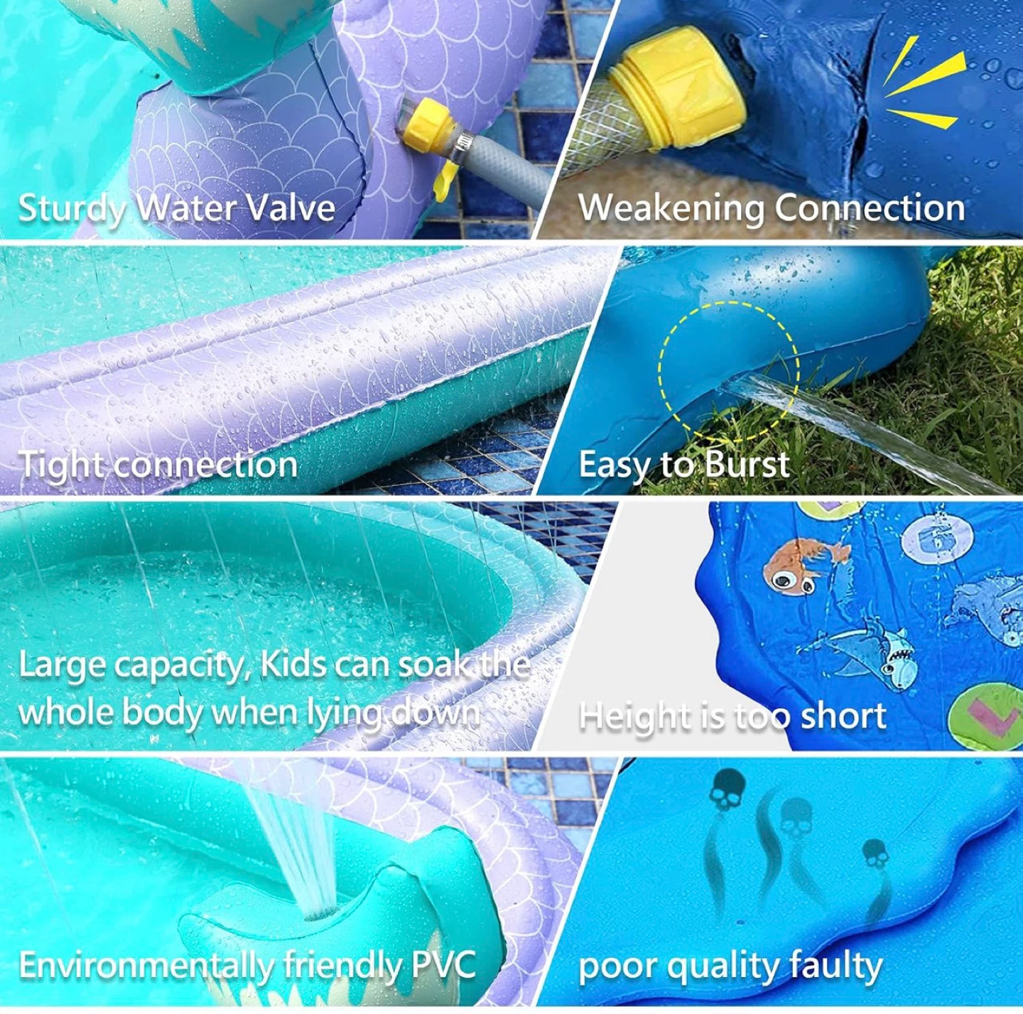 Inflatable Sprinkler Splash Pad Pool - Mermaid Tail Design - photo 5