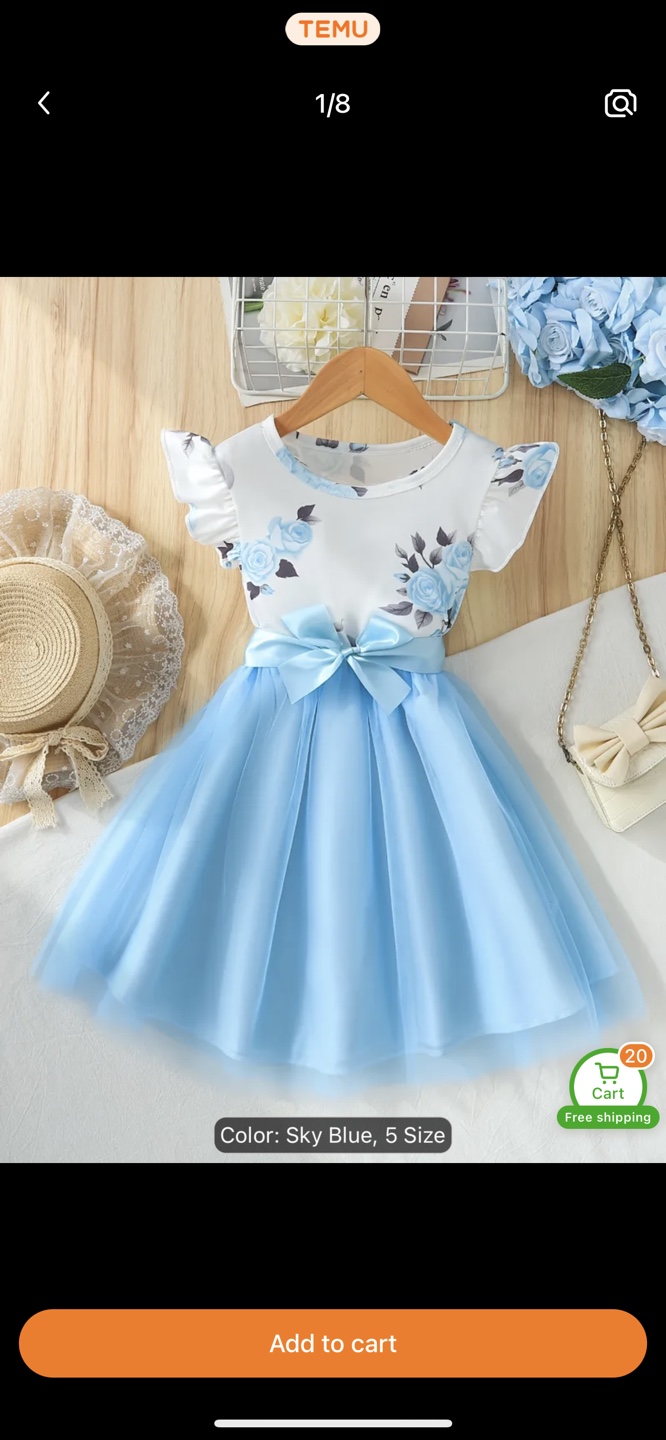 Sky Blue Tulle Dress - Size 4/5