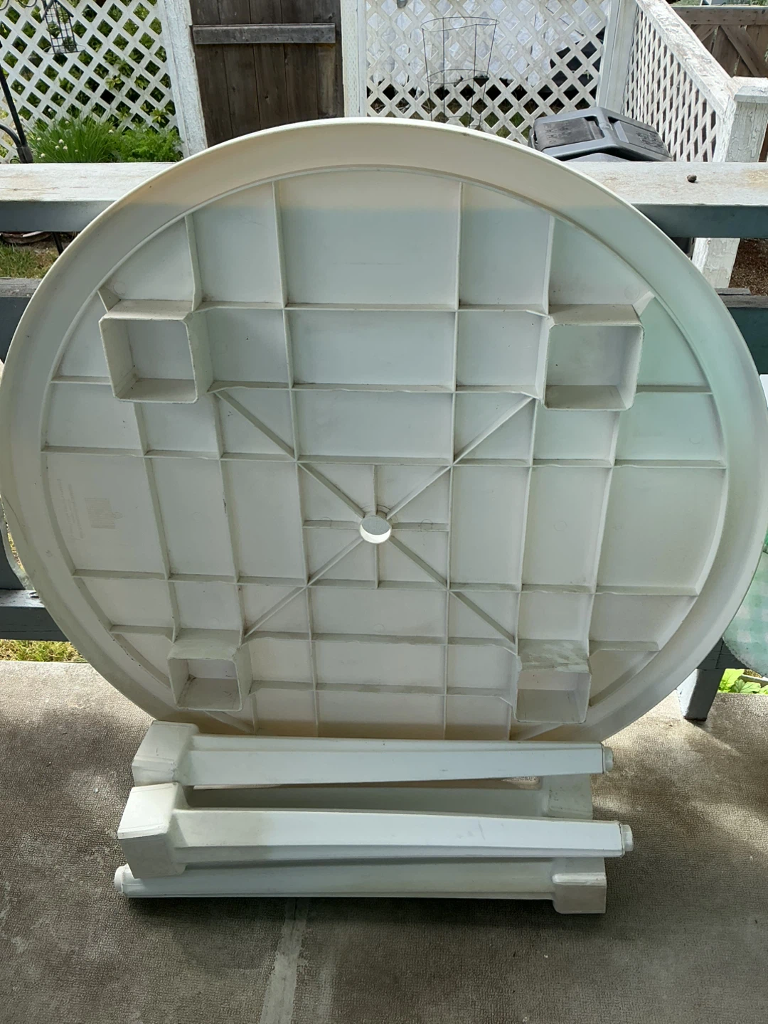 White Round Plastic Patio Table with Umbrella Hole - photo 2