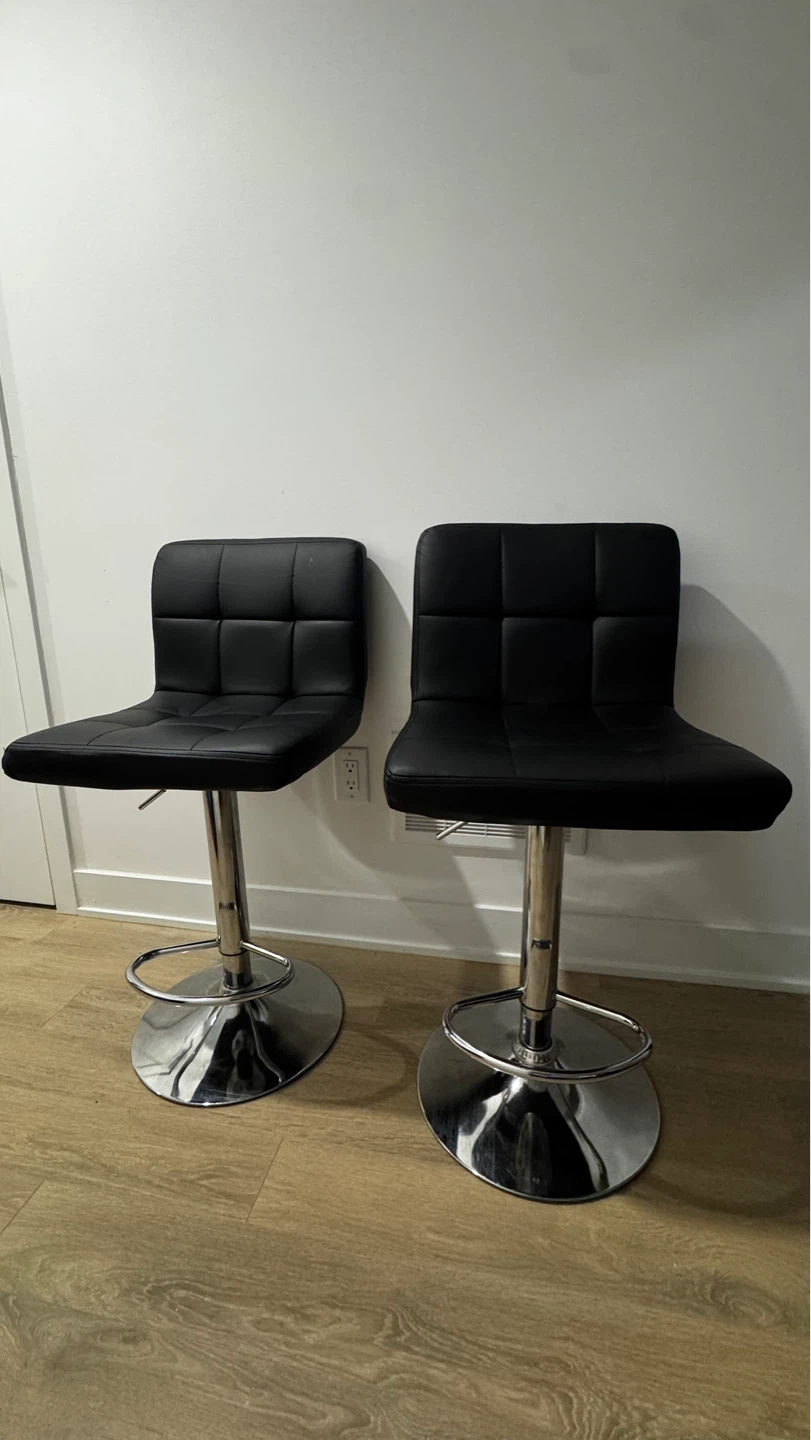 2 Black Adjustable Swivel Bar Stools