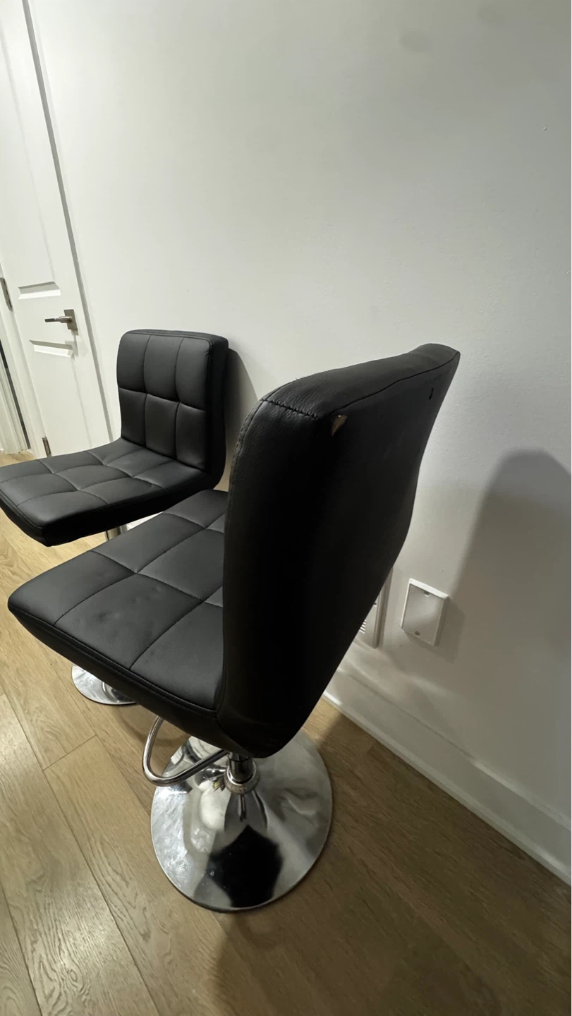 2 Black Adjustable Swivel Bar Stools - photo 3