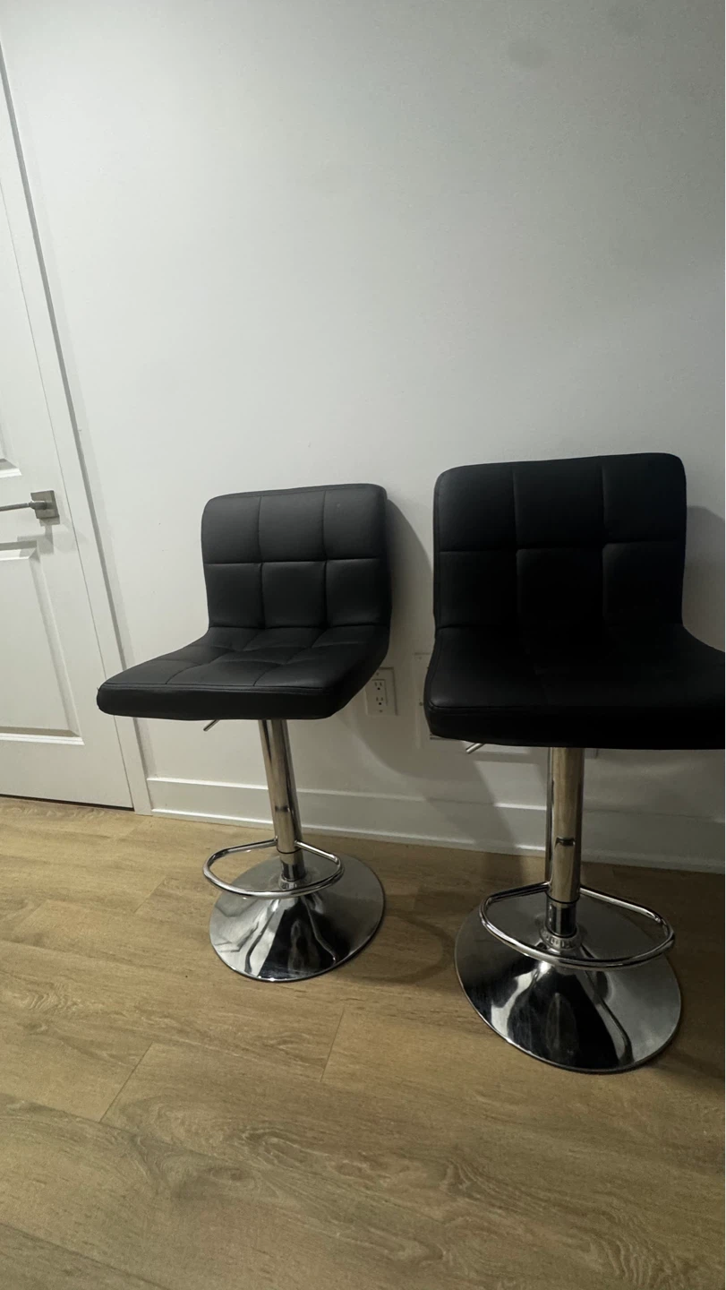 2 Black Adjustable Swivel Bar Stools - photo 5
