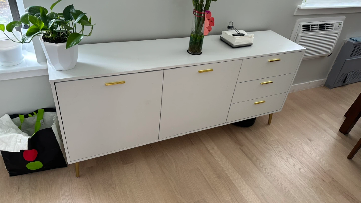White Sideboard with Gold Handles