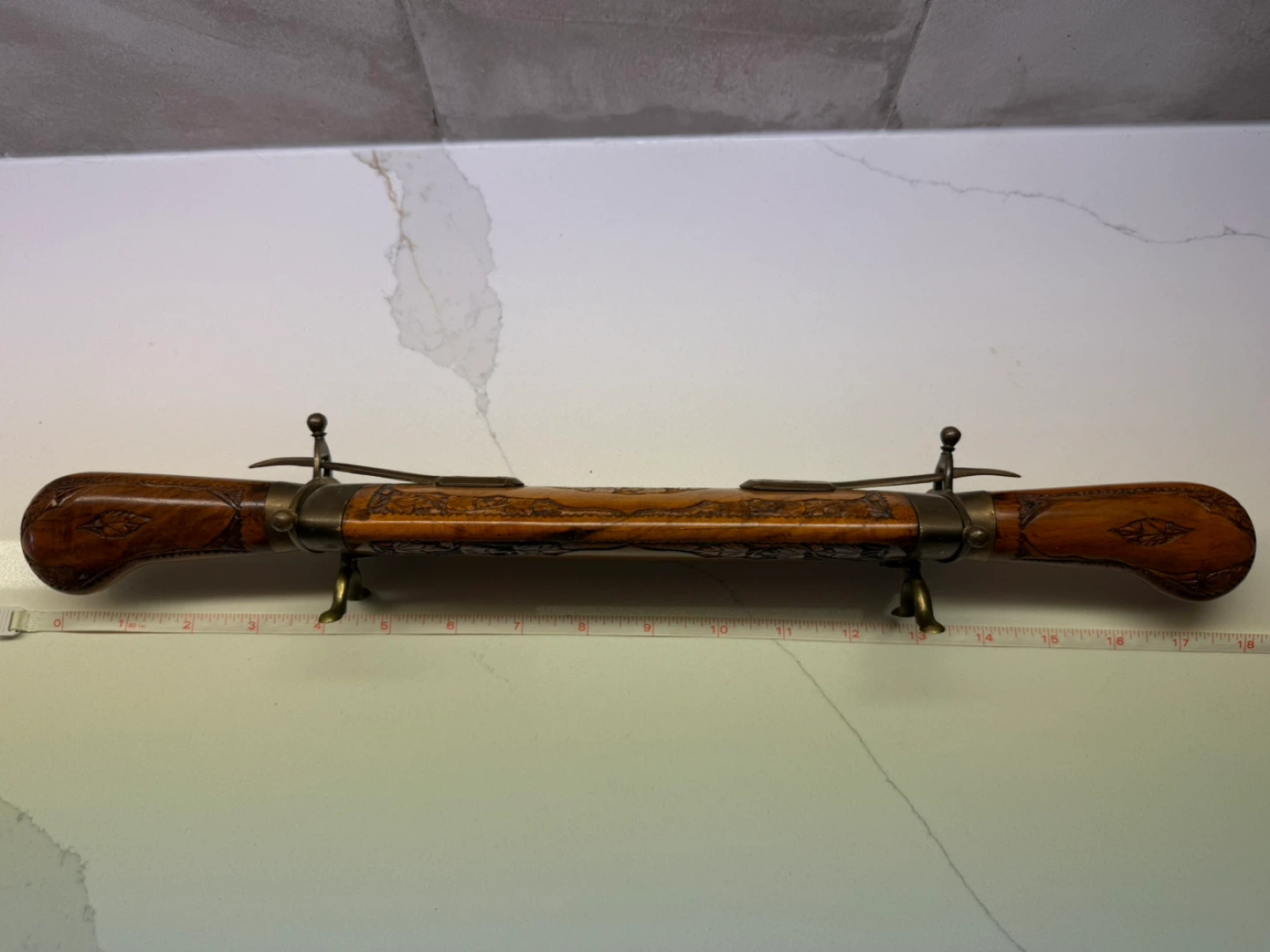 Vintage Carving Set with carved Wooden Case