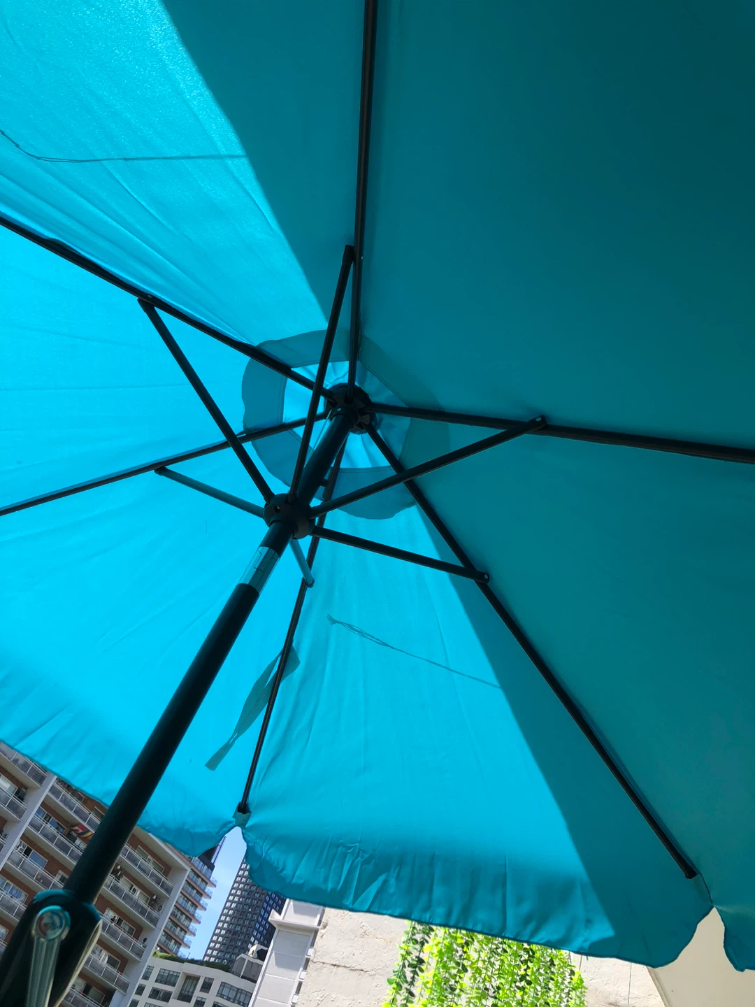 2 Teal Patio Umbrellas with Ornate Base - photo 4