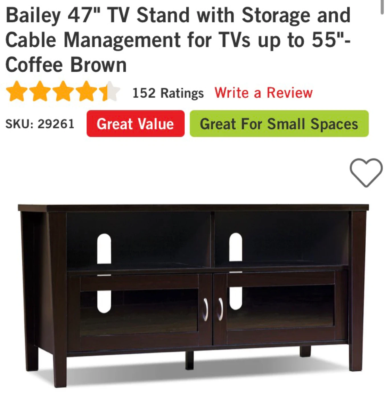 Bailey 47" TV Stand - Coffee Brown - photo 3
