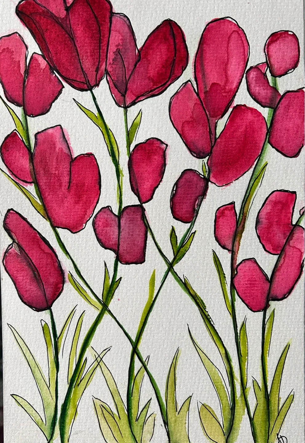 Watercolor Floral Painting 6x9 inches