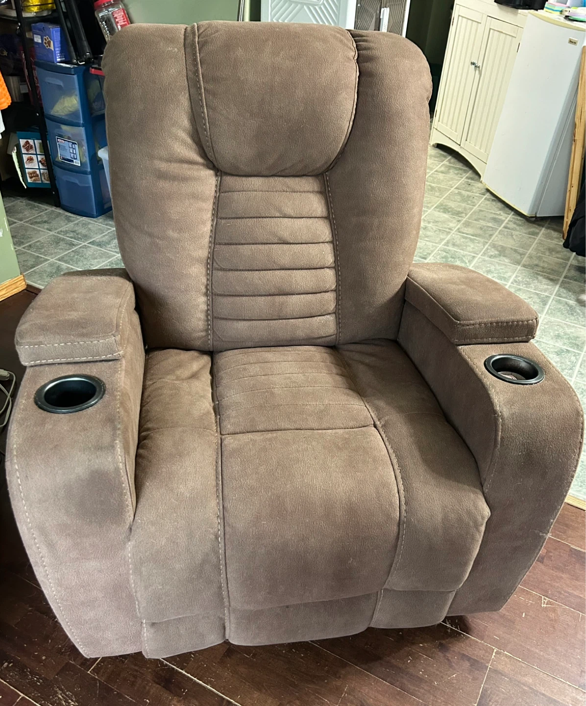 Brown Recliner Chair with Cupholders
