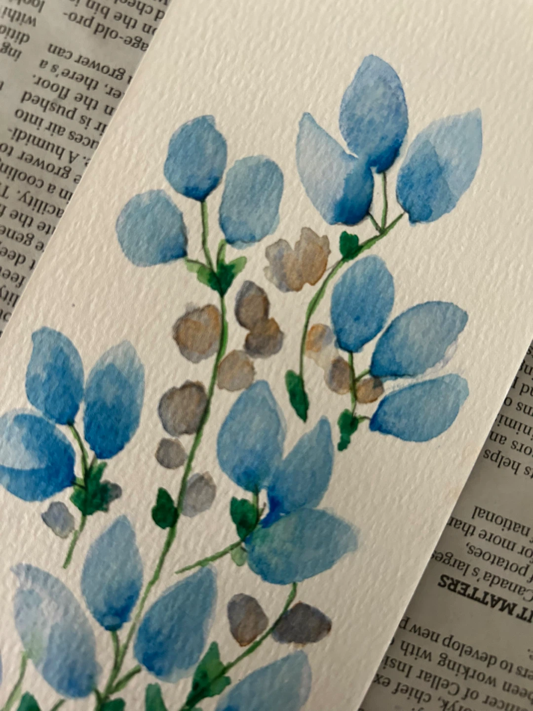 Hand-Painted Watercolour Painting- Blue Flowers - photo 4