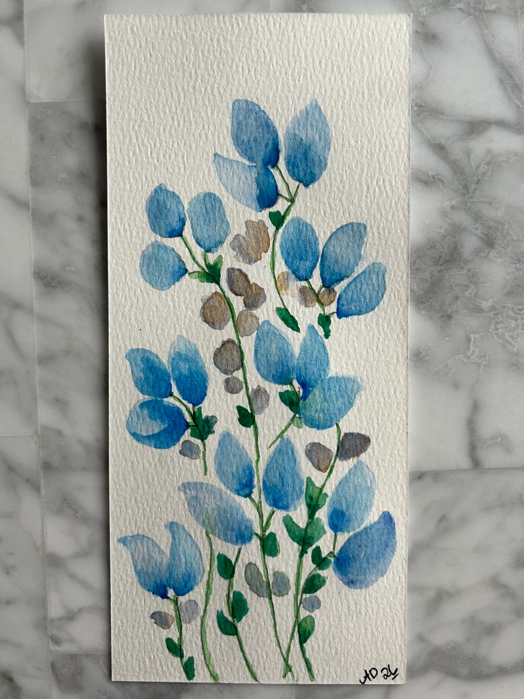 Hand-Painted Watercolour Painting- Blue Flowers - photo 5