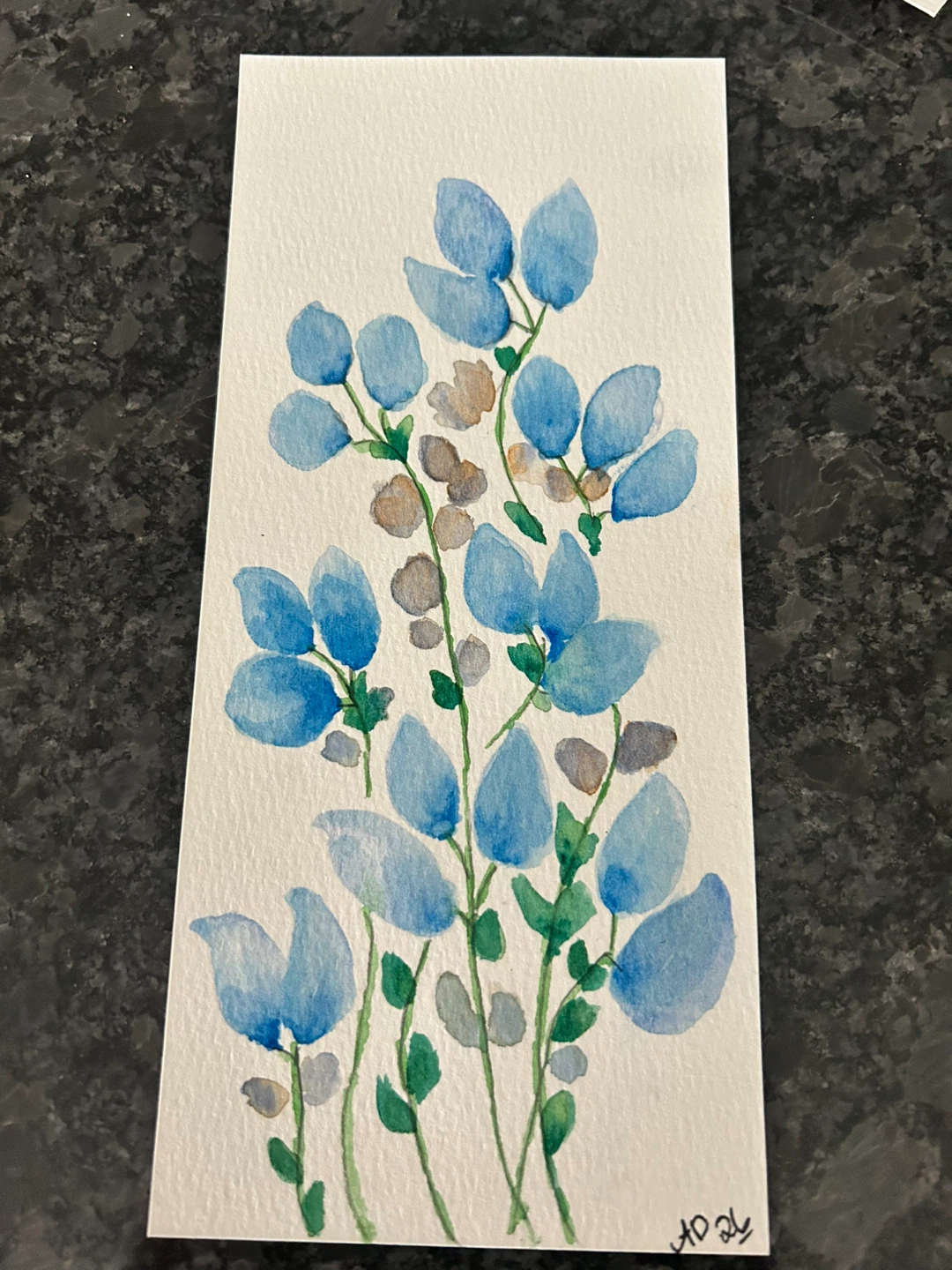 Hand-Painted Watercolour Painting- Blue Flowers - photo 2