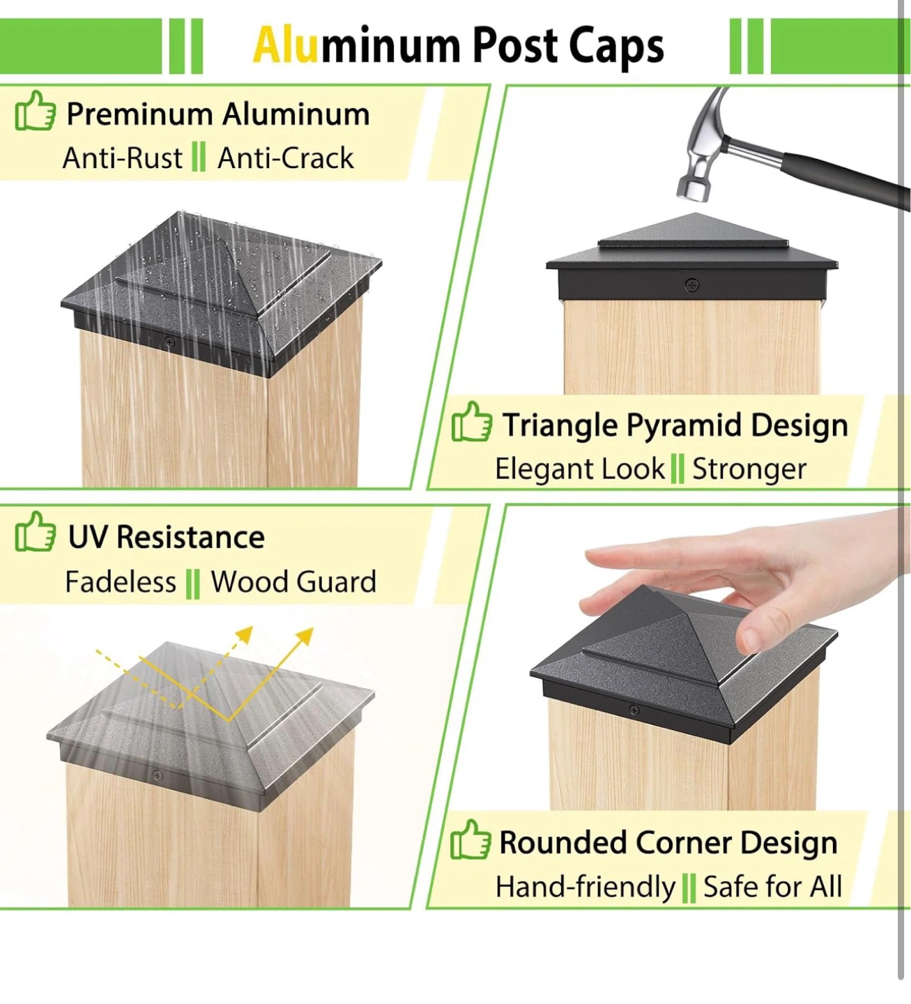 13 Pack Aluminum Post Caps for 6"x6" Nominal Posts (Black) - photo 5