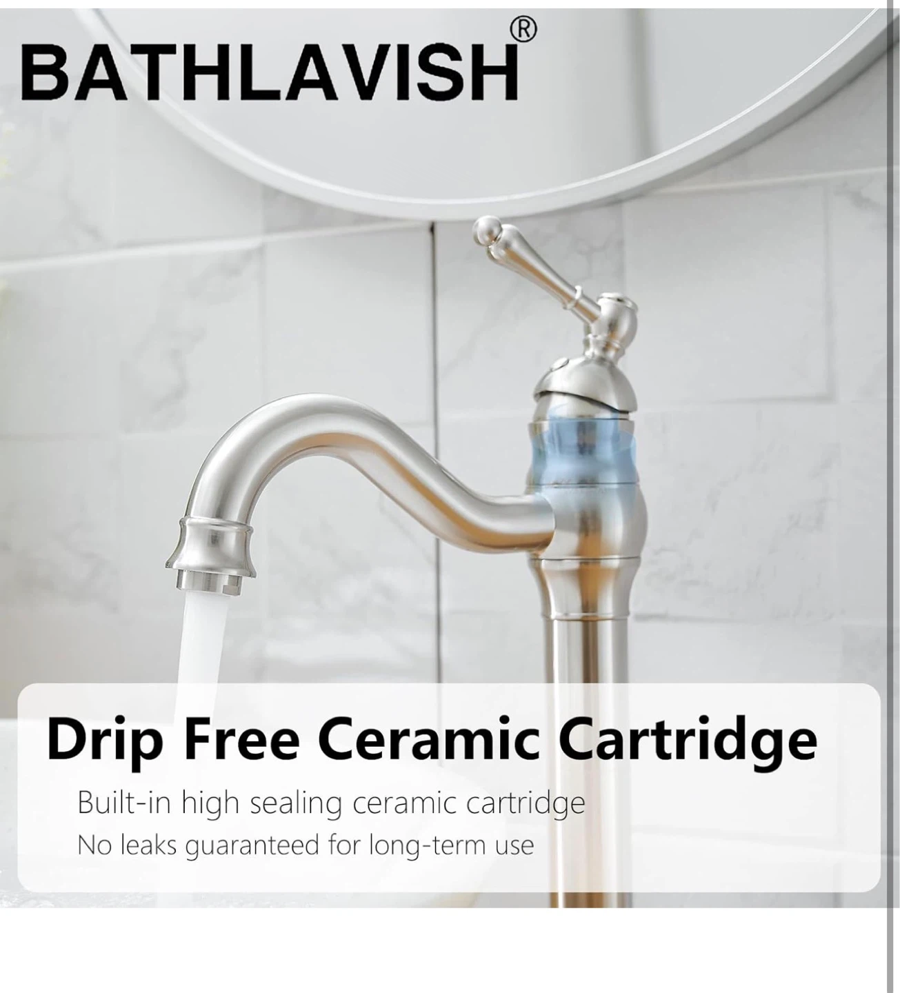 Vintage Brushed Nickel Single Handle Bathroom Faucet - photo 5