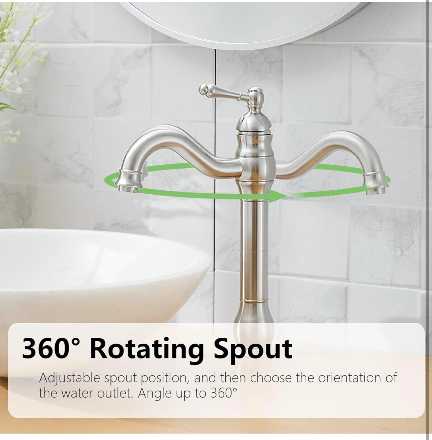 Vintage Brushed Nickel Single Handle Bathroom Faucet - photo 4