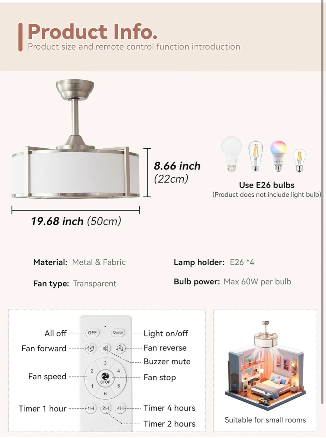 Modern Ceiling Fan with Light Fixture with Remote - photo 4