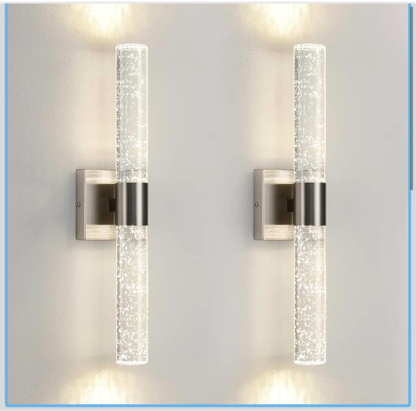 Pair of Bubble Crystal Wall Sconce Light - Nickel
