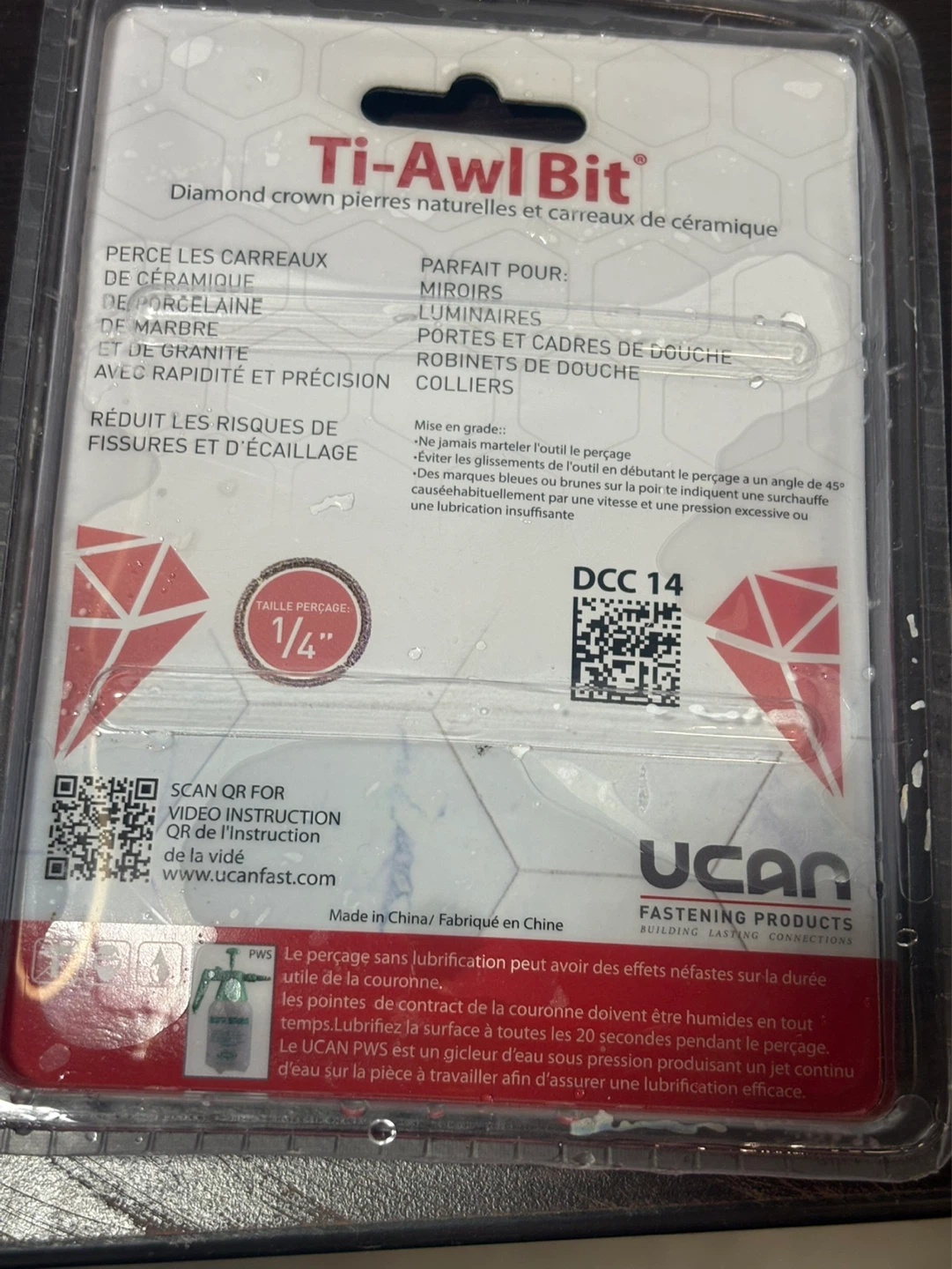 UCAN Ti-Awl Bit Diamond Core Cutter 1/4"