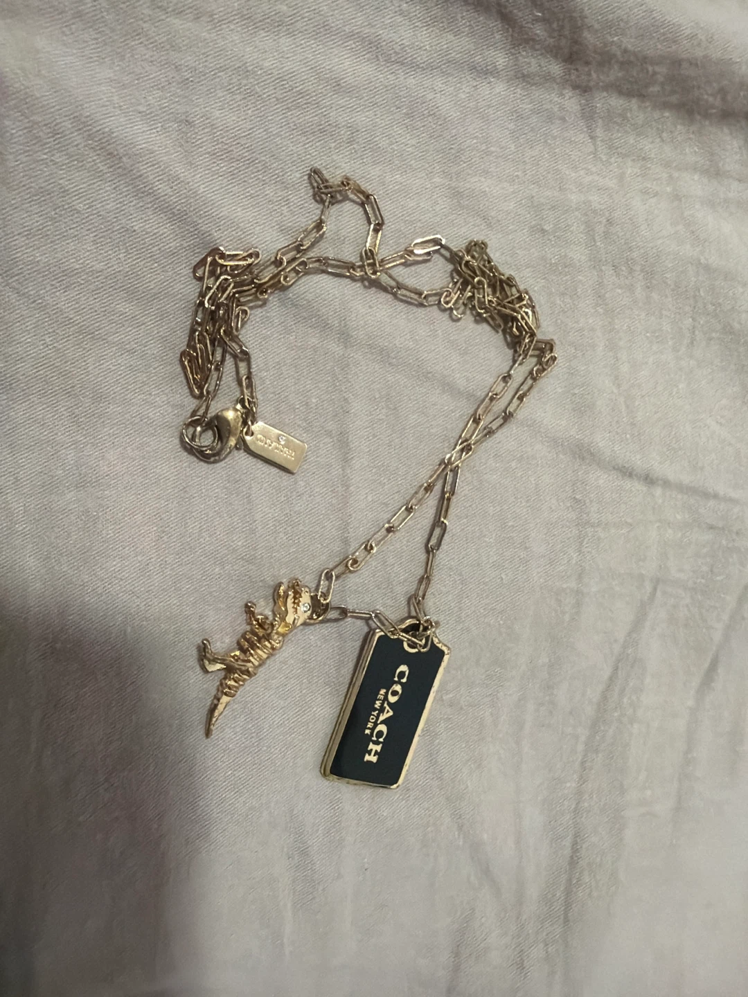 Coach Dinosaur & Tag Pendant Necklace