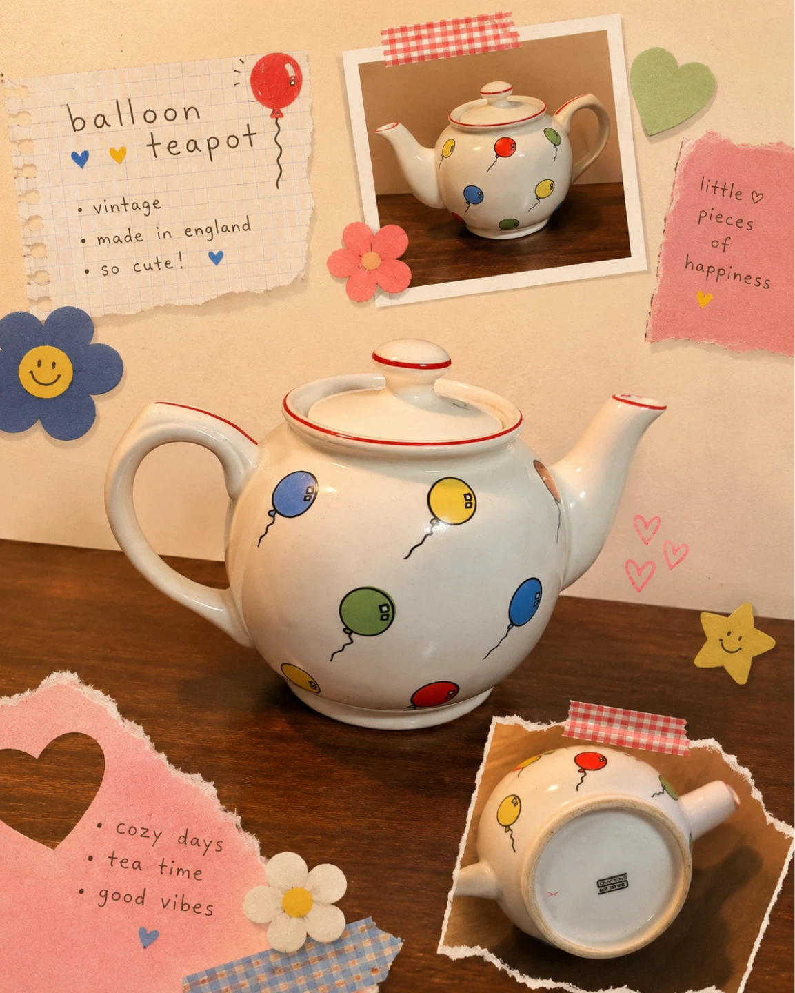 Sadler England Teapot with Balloon Design