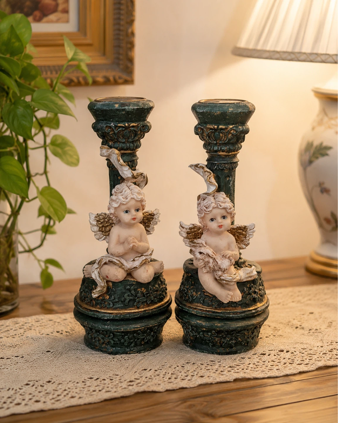 ✨ Vintage Cherub Candle Holders – Set of 2 ✨