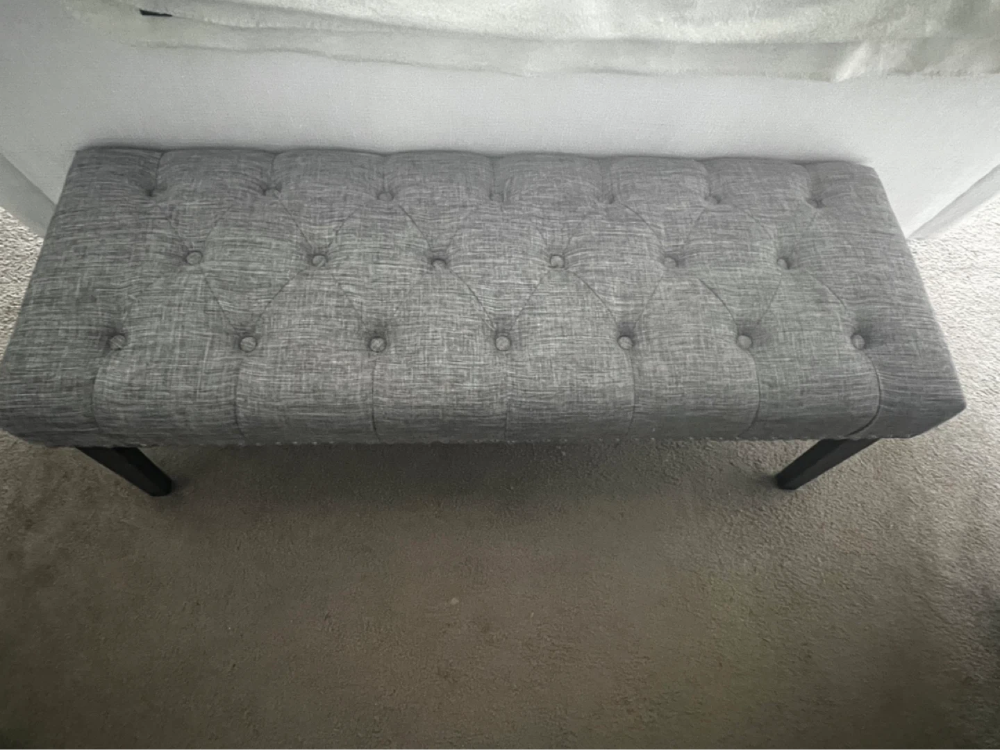 Grey Tufted Bench - photo 3
