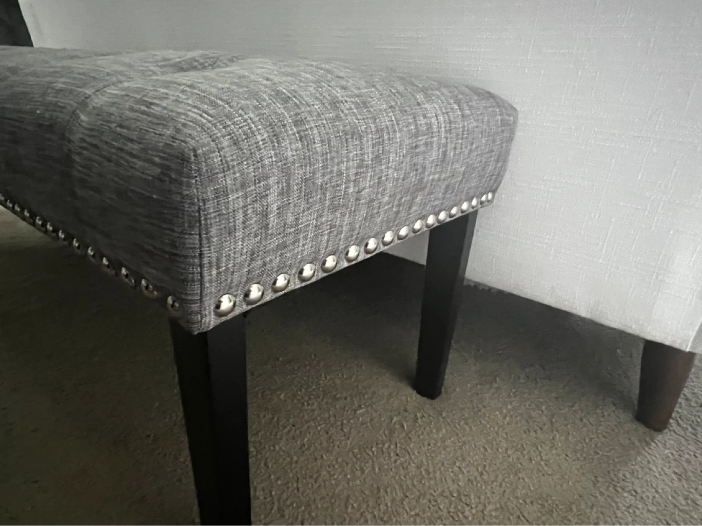 Grey Tufted Bench