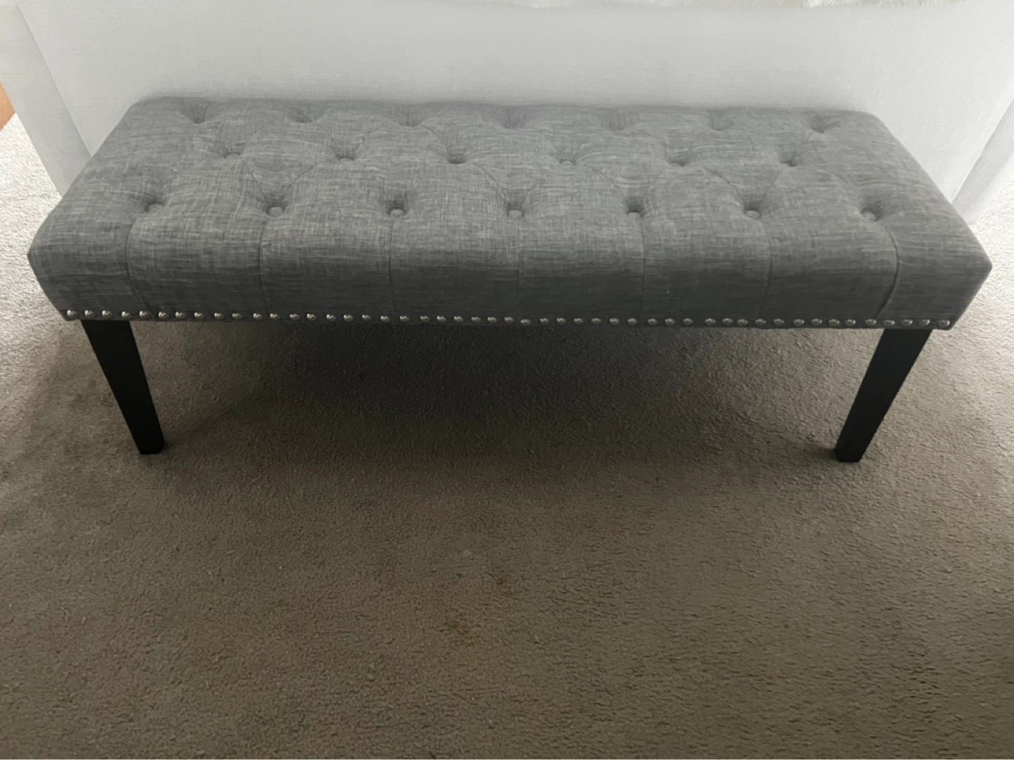 Grey Tufted Bench - photo 4