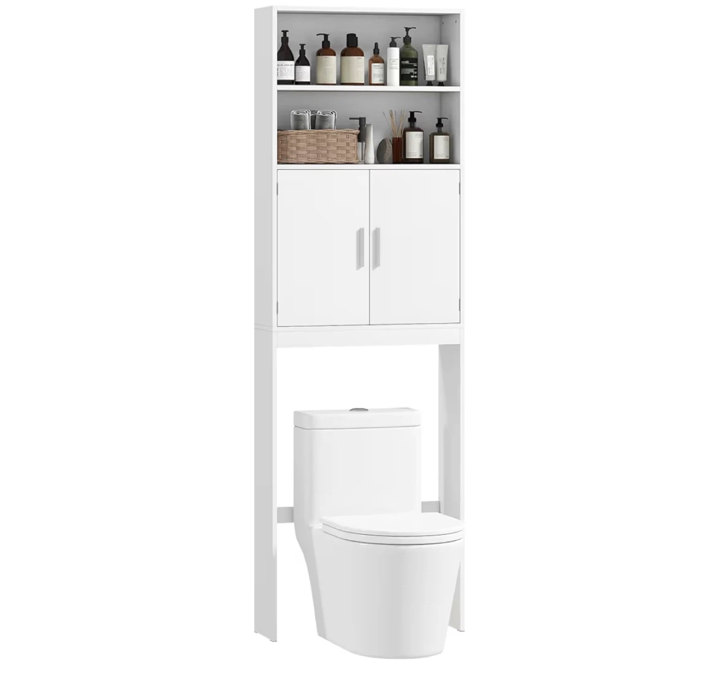 White Bathroom Storage Shelf Unit - Over the Toilet
