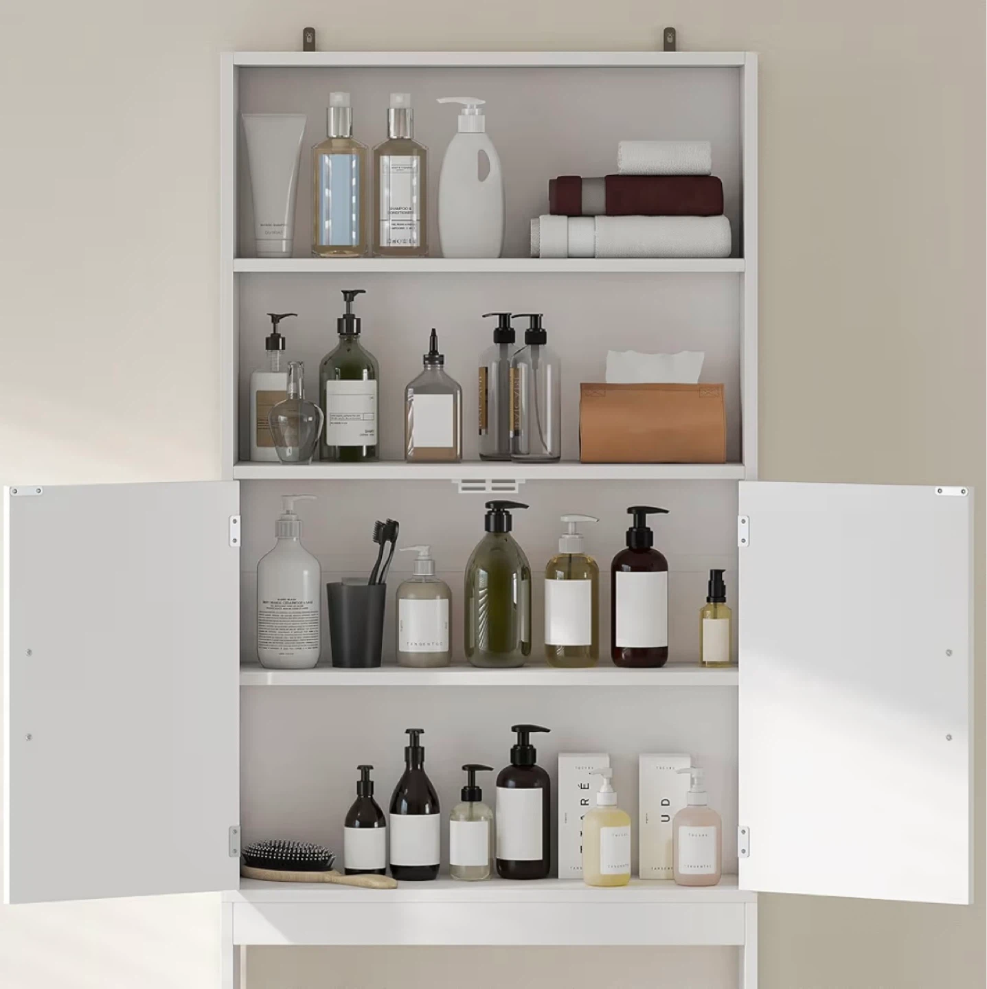 White Bathroom Storage Shelf Unit - Over the Toilet - photo 3