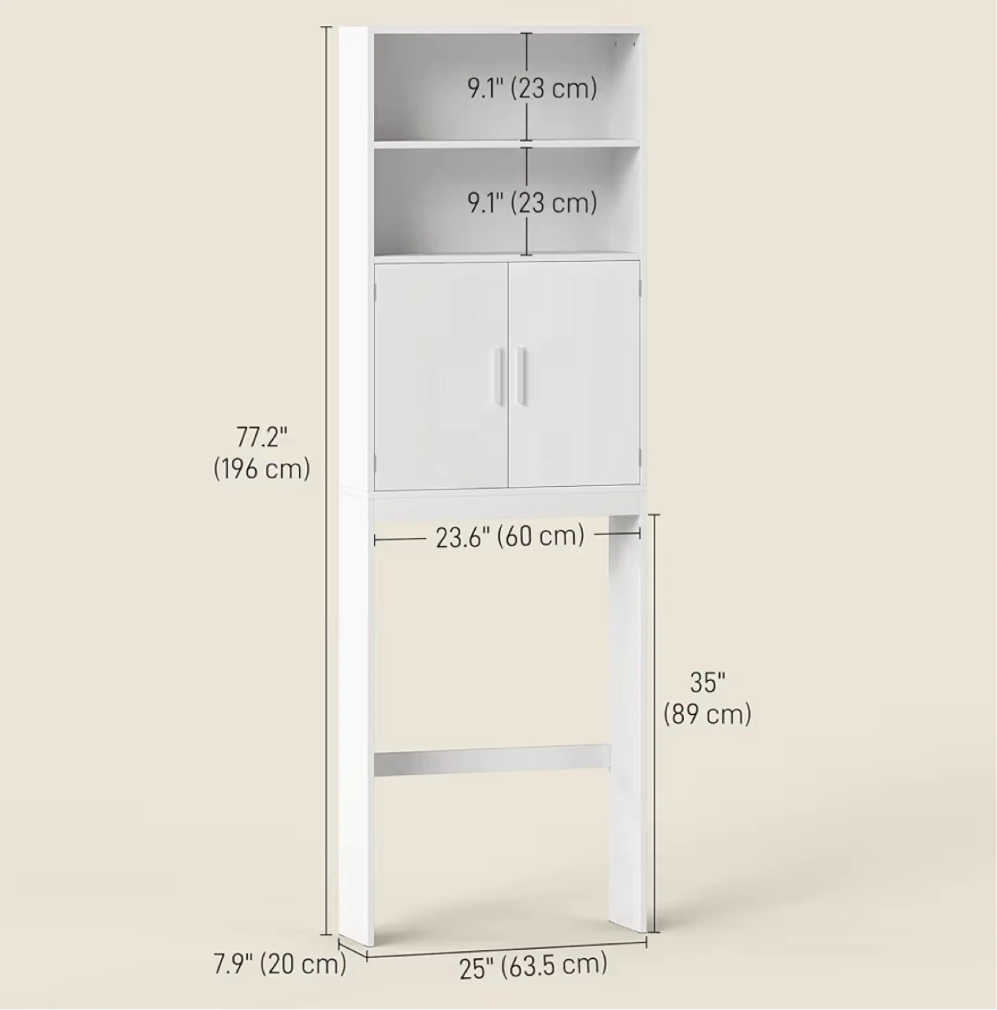 White Bathroom Storage Shelf Unit - Over the Toilet - photo 2