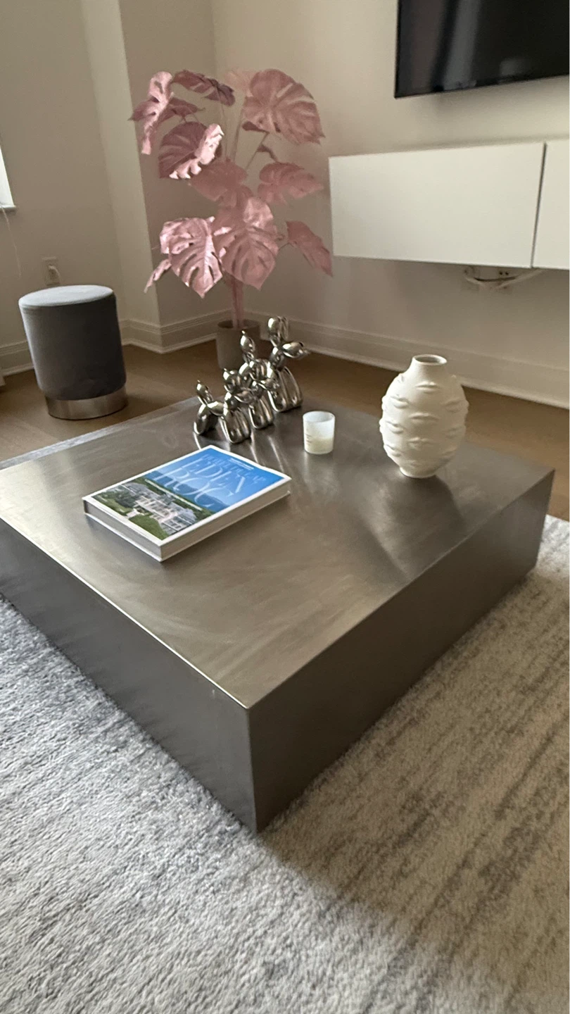 Brushed Metal Modern Coffee Table - photo 2