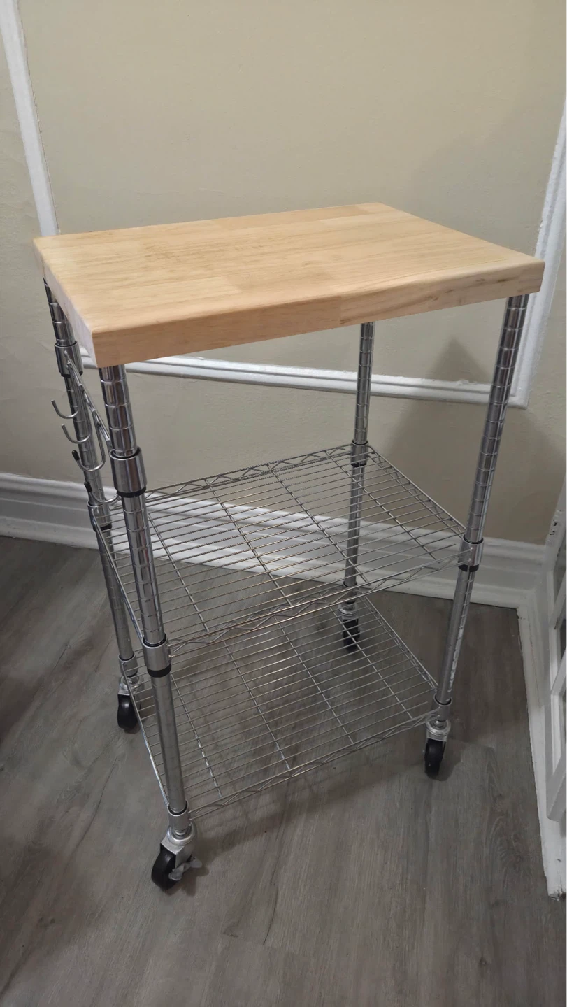 Rolling Kitchen Cart with Cutting Board Top