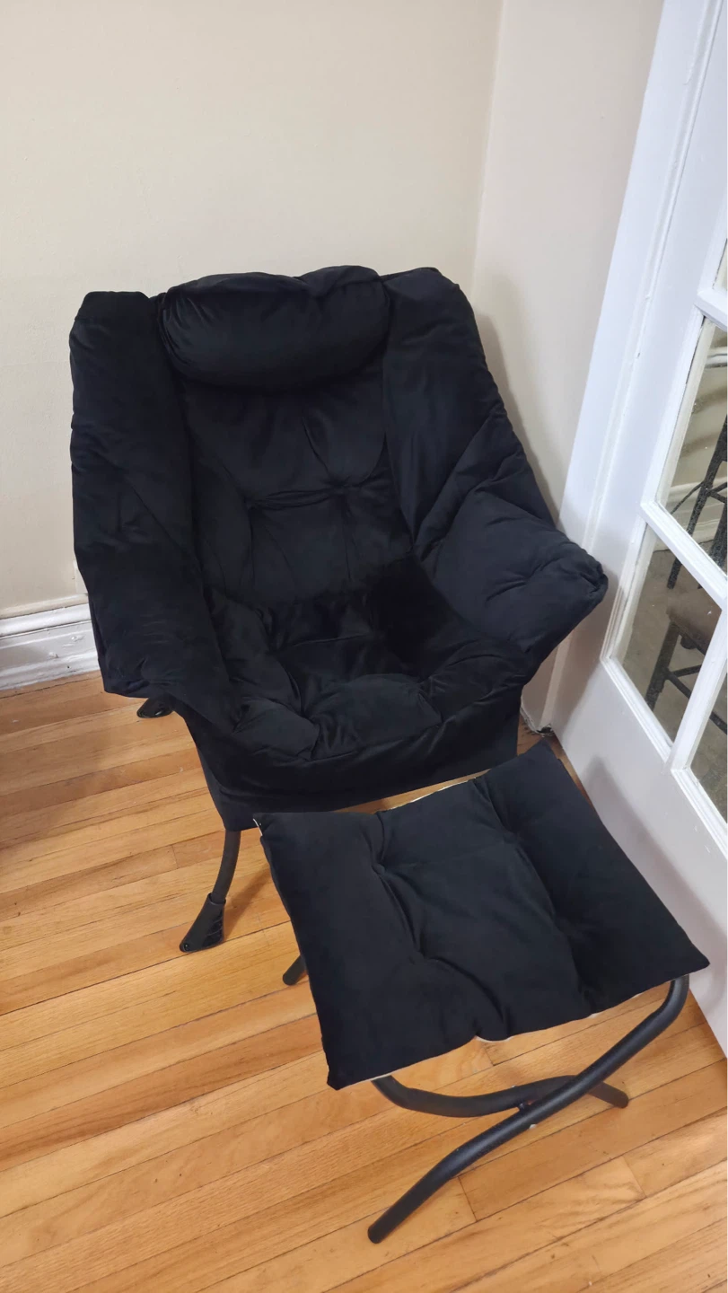 Black Accent Chair with Ottoman