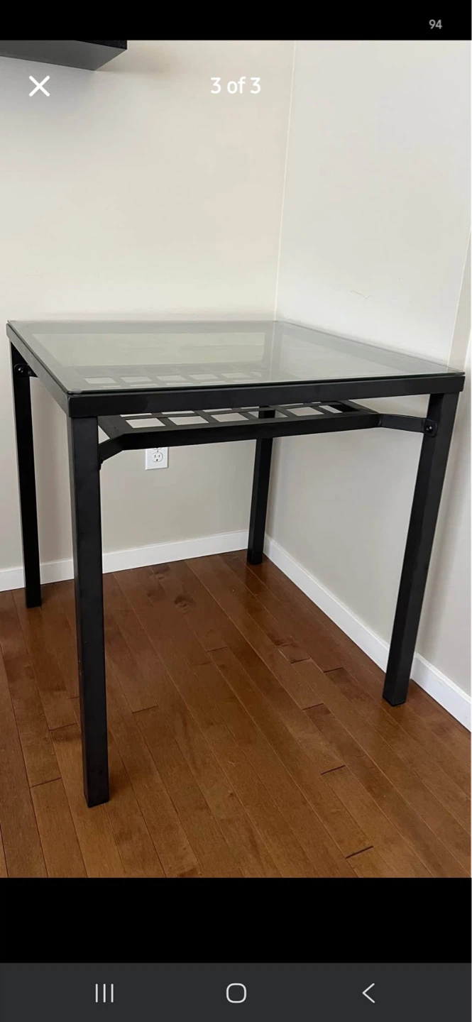 Glass Top Side Table with Black Metal Frame - photo 2