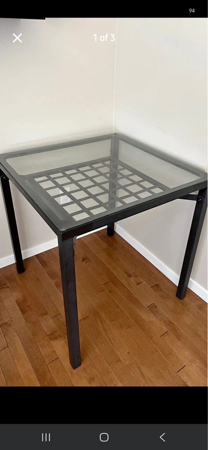 Glass Top Side Table with Black Metal Frame