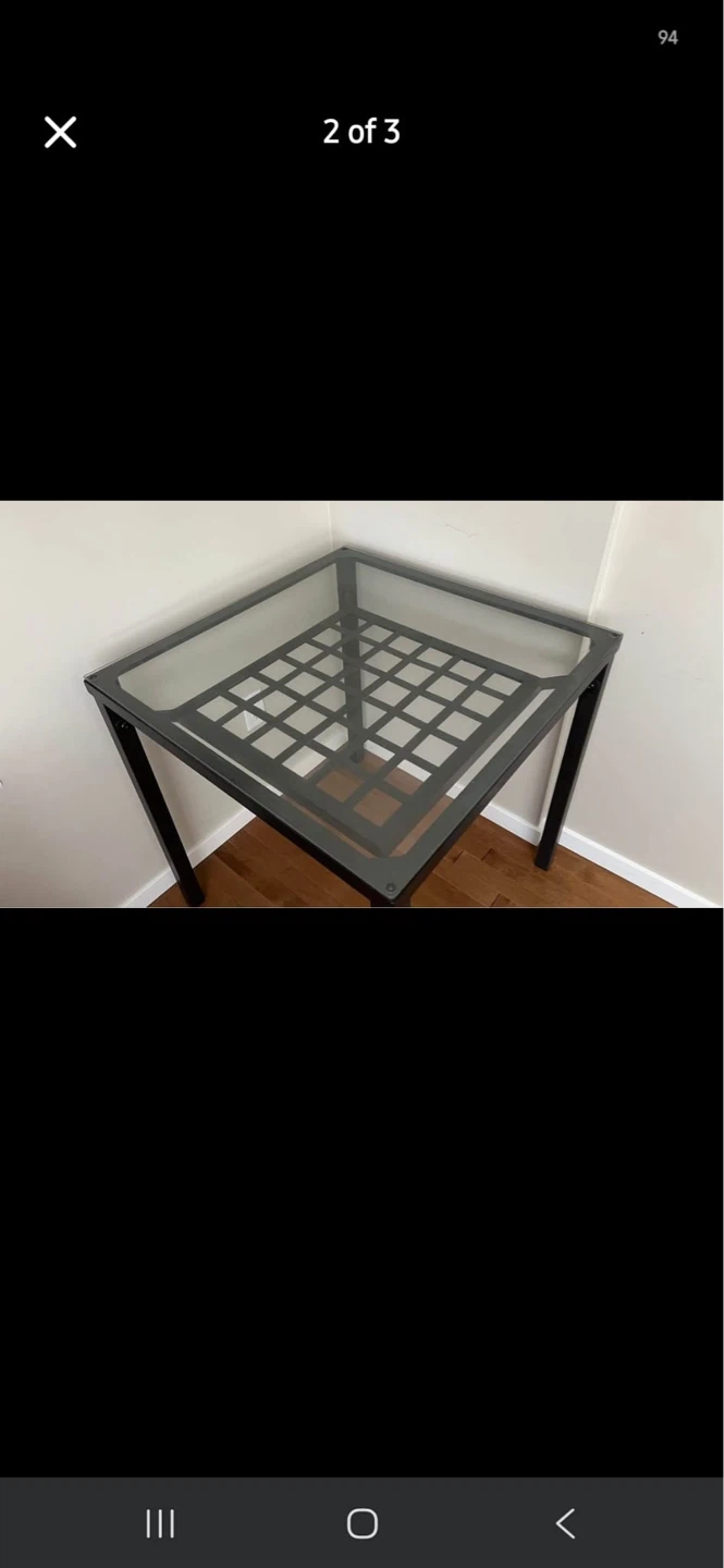 Glass Top Side Table with Black Metal Frame - photo 3