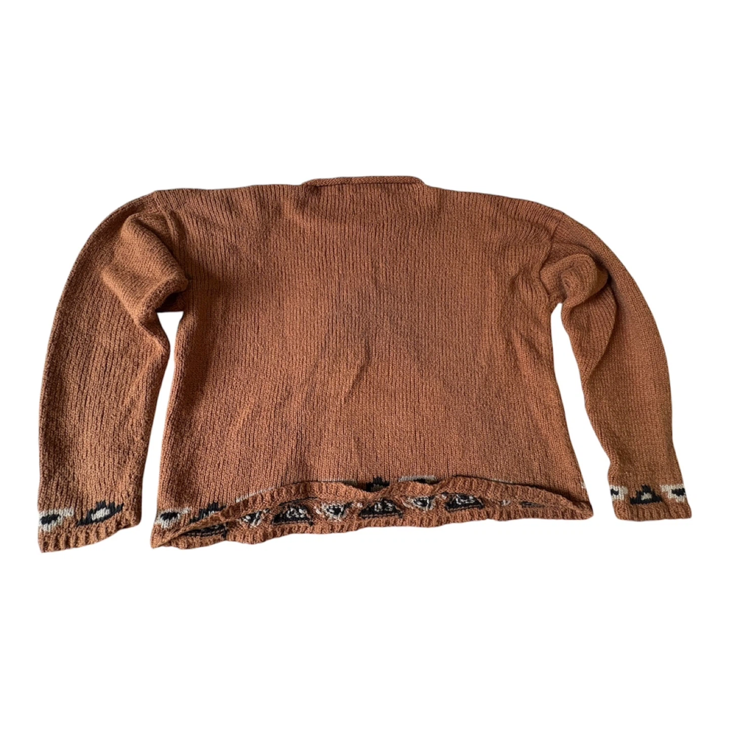 100% Cotton Planet Earth Sweaters Brown Crew Neck Sweater - photo 2