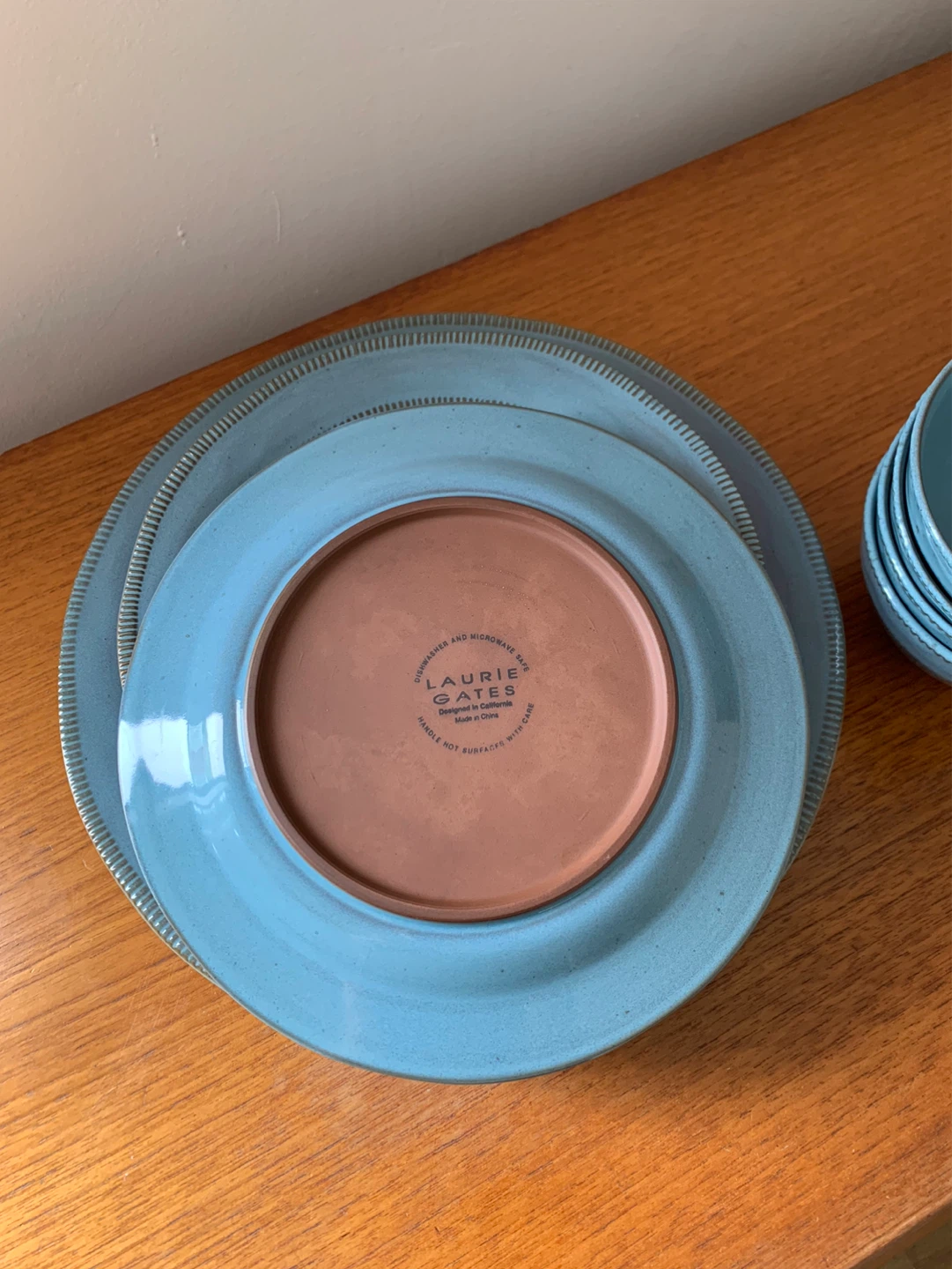Blue Glazed Terra Cotta Dinnerware Set - photo 2