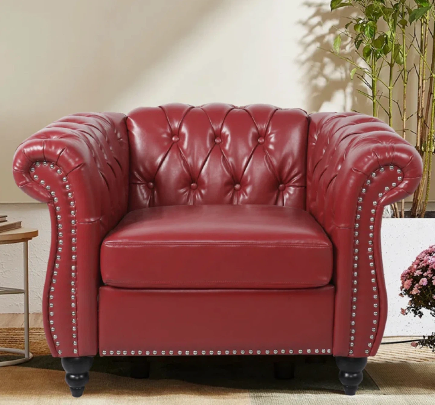 Red Tufted Armchair