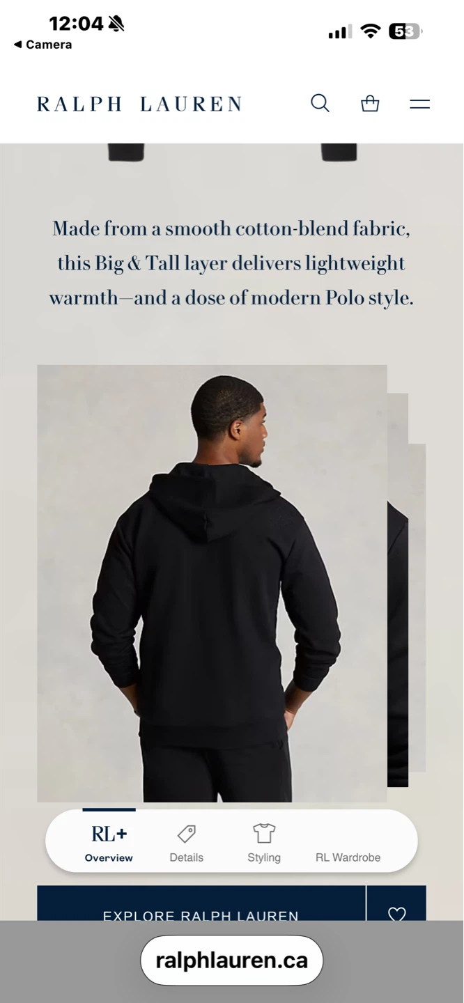 Polo Ralph Lauren Double-Knit Full-Zip Hoodie - Black - 4XT - photo 2