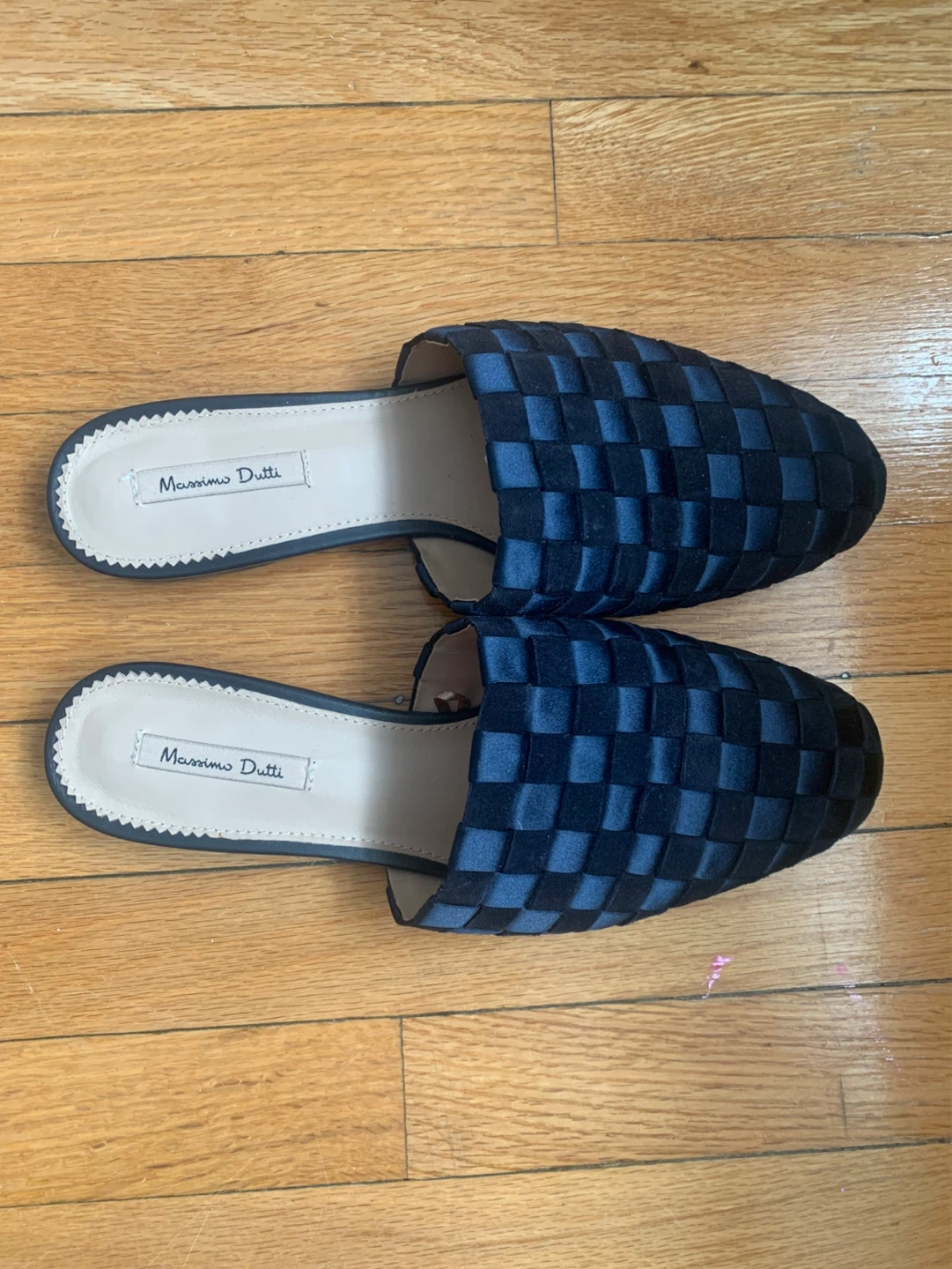 Massimo Dutti Mules - Blue Woven Size 38
