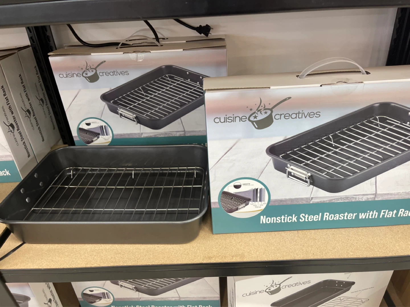 Cuisine Creatives Nonstick Steel Roaster with Flat Rack