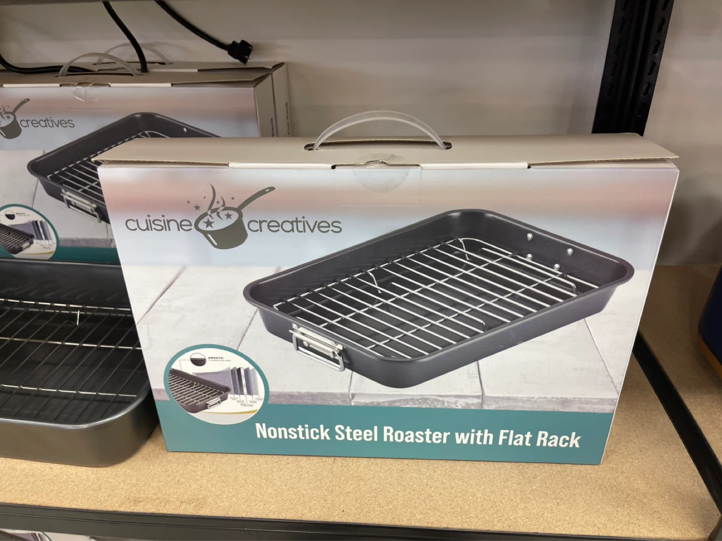 Cuisine Creatives Nonstick Steel Roaster with Flat Rack - photo 2
