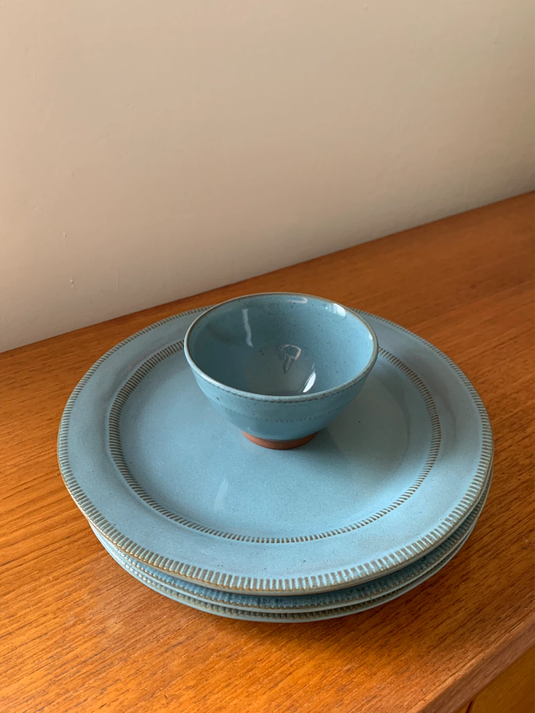 Blue Glazed Terra Cotta Dinnerware Set - photo 5