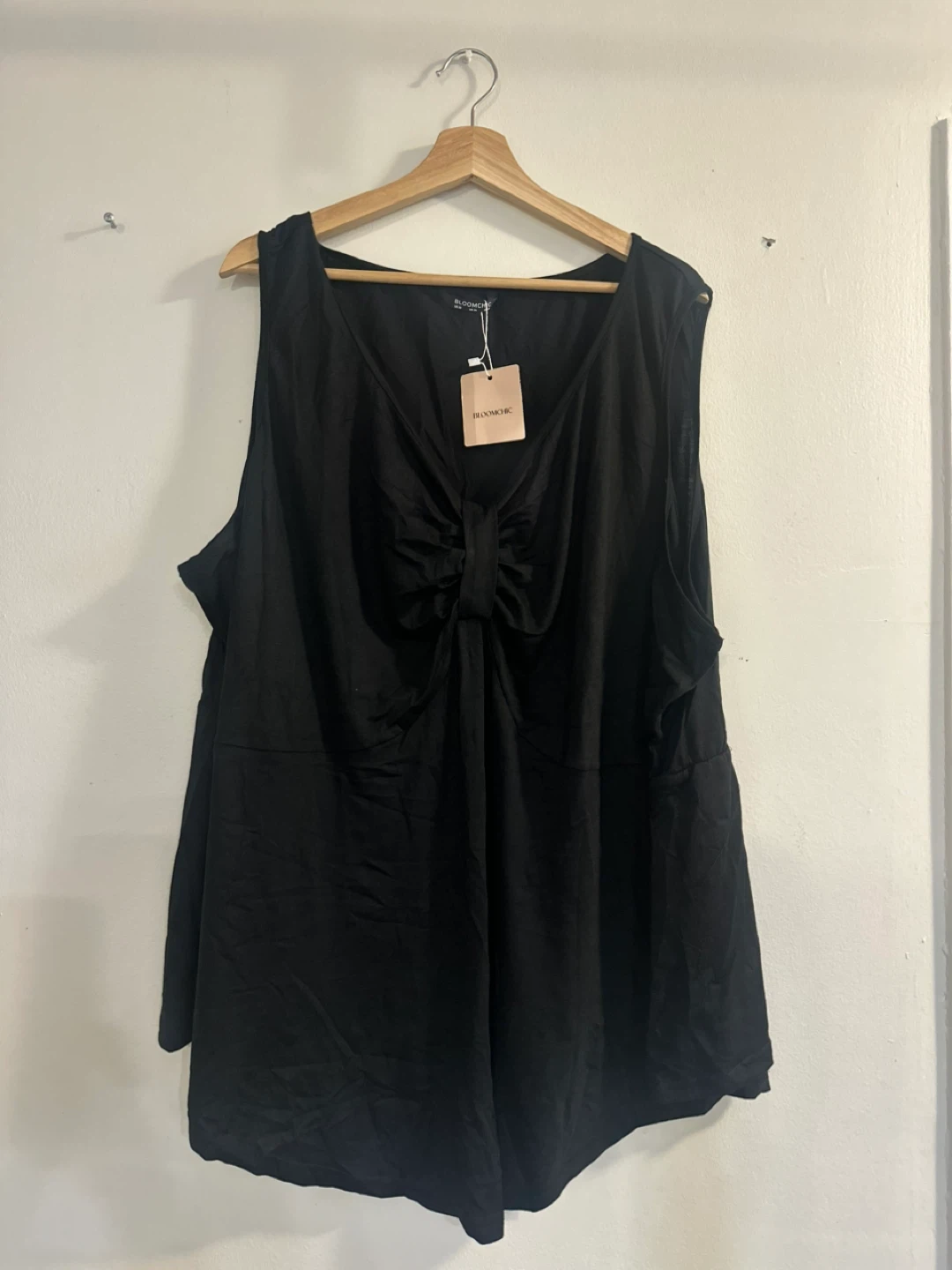BloomChic Black Sleeveless Knot-Front Top