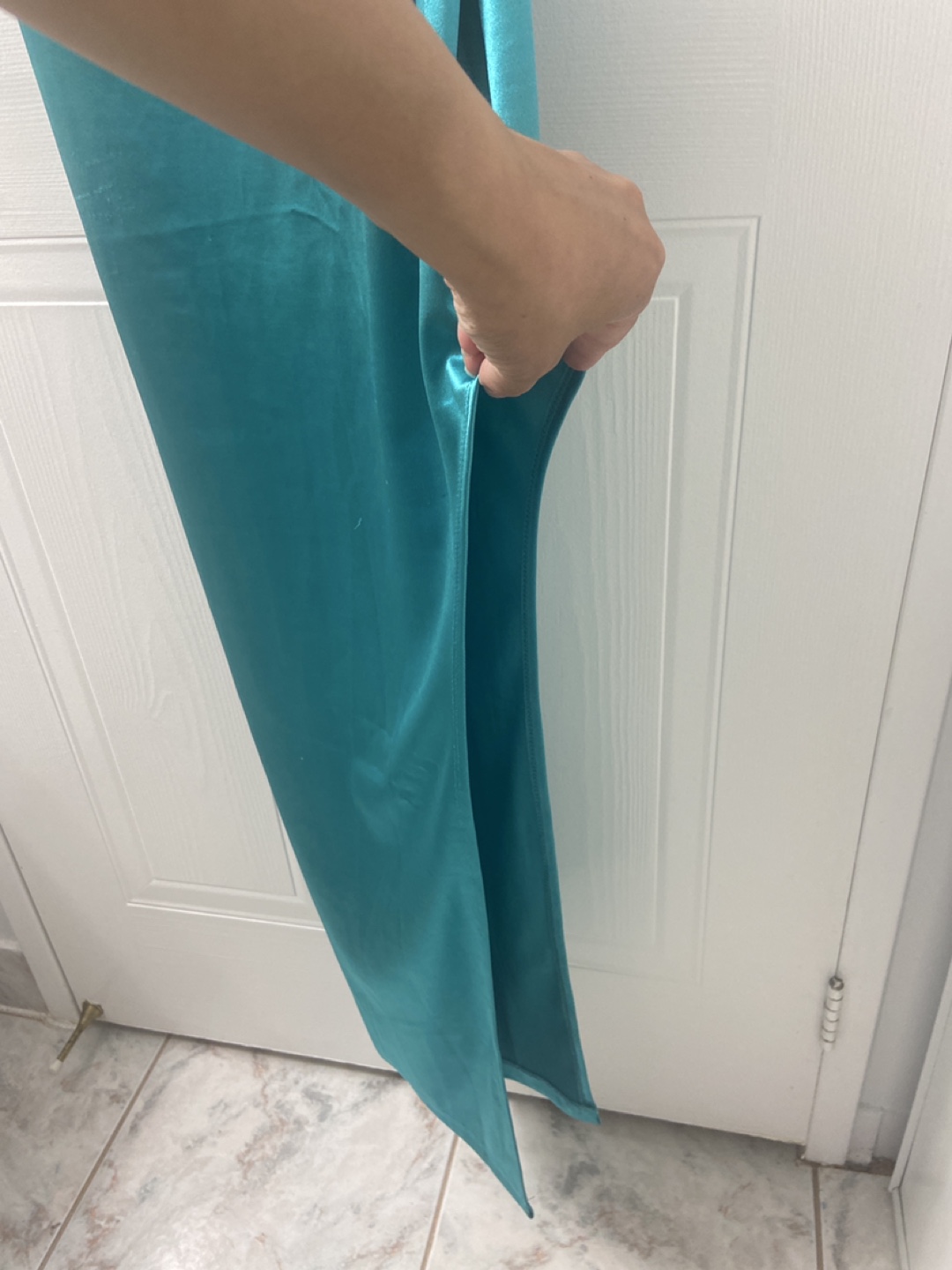 Teal Cowl Neck Slip Dress with Slit - photo 2