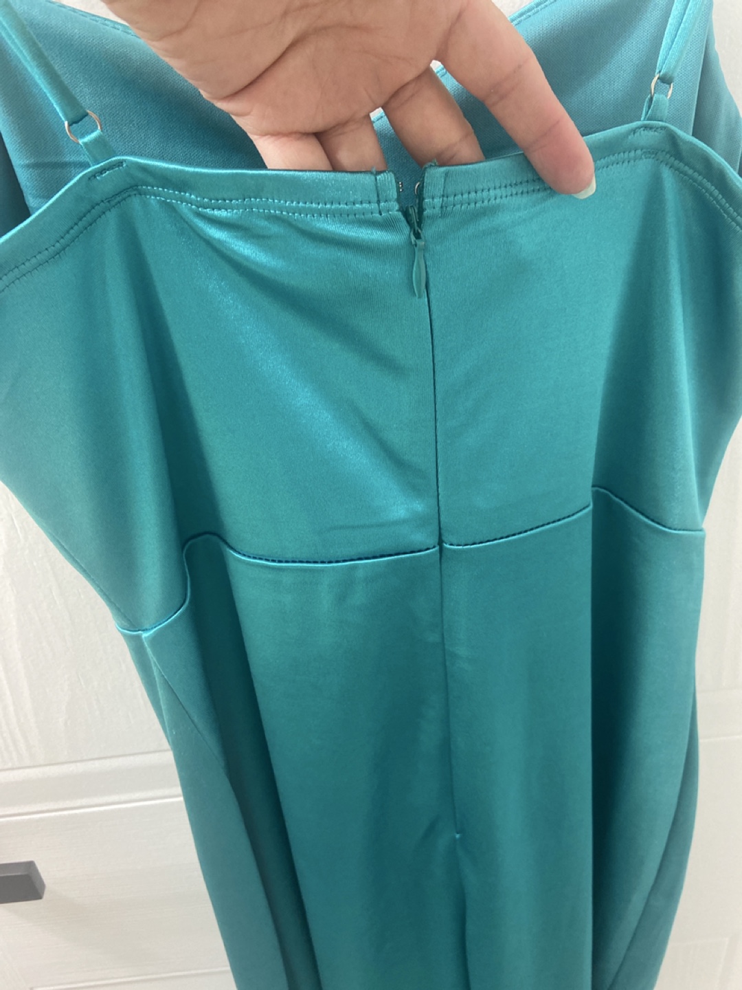 Teal Cowl Neck Slip Dress with Slit - photo 3