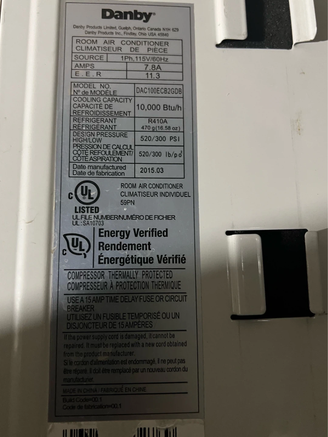 Danby DAC100ECB2GDB Room Air Conditioner - photo 2